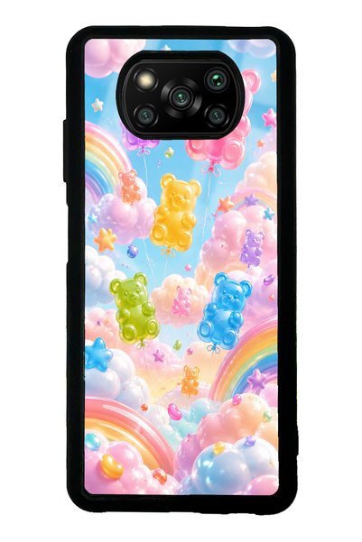 S Mode Xiaomi Poco X3 Glossy Phone Case with Jelly Bear Sky Design