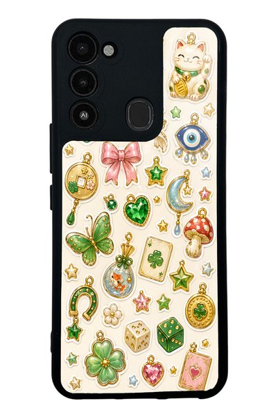S Mode Tecno Spark 8C Glossy Phone Case with Lucky Star Charms Design