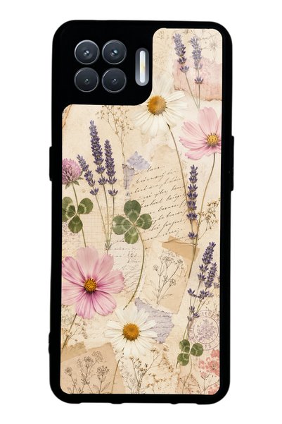 S Mode حافظة هاتف لامعة بتصميم حروف Wildflower لهاتف Oppo Reno 4 Lite