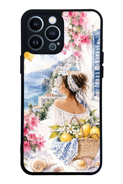 S Mode iPhone 13 Pro Max Glossy Phone Case with Positano Blue Design