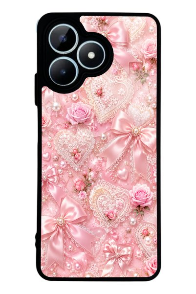 S Mode Realme Note 50 Pink Lace Romance Design Glossy Phone Case