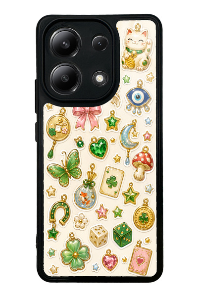 S Mode حافظة هاتف لامعة بتصميم Lucky Star Charms لهاتف Xiaomi Redmi Note 13 4G