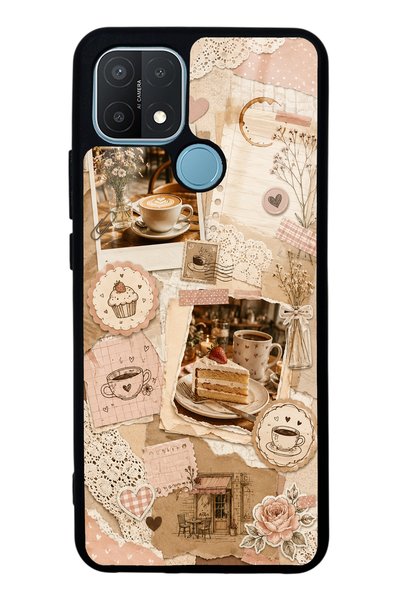 S Mode Oppo A15S Glossy Phone Case with Café Love Letters Design