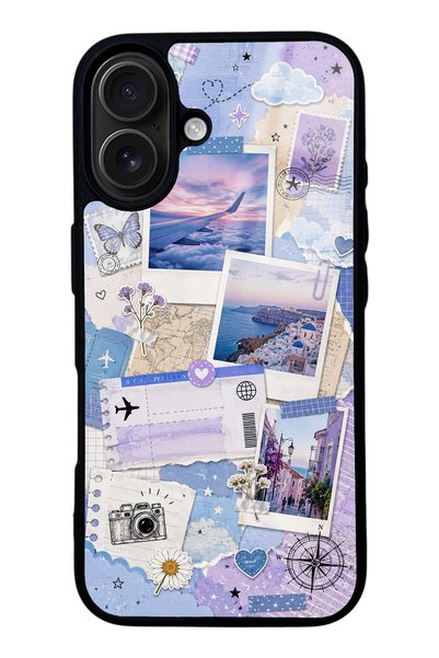 S Mode iPhone 16 Pastel Travel Diary Design Glossy Phone Case
