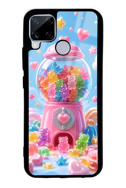 S Mode حافظة هاتف لامعة بتصميم Realme C15 Candy Bear Dream