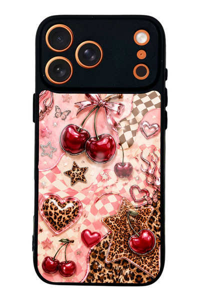 S Mode حافظة هاتف لامعة بتصميم Cherry Rebel Pop لهاتف iPhone 17 Pro