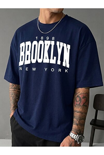 ZAVIXO Men's Brooklyn Printed Oversize 100% Cotton Short Sleeve Casual Basic ...