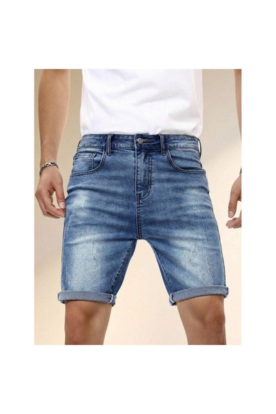 OEM Pantaloni scurți din denim cu buzunare oblice din bumbac pentru bărbați