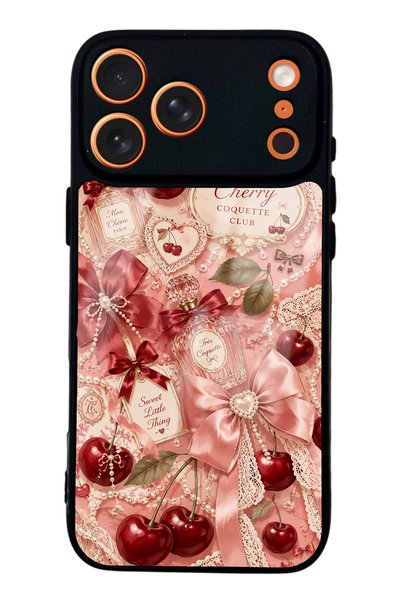 S Mode حافظة هاتف لامعة بتصميم Coquette برائحة الكرز لهاتف iPhone 17 Pro Max