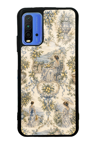 S Mode Xiaomi Redmi 9t Glossy Phone Case with Positano Toile Design