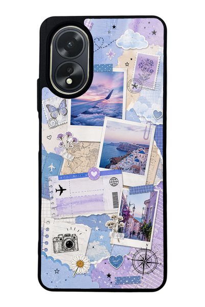 S Mode Oppo A38 Pastel Travel Diary Design Glossy Phone Case