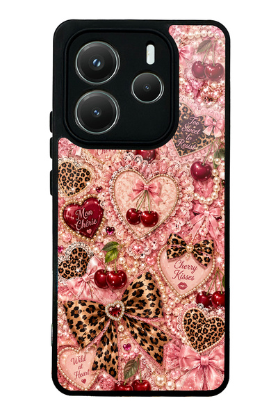 S Mode غطاء هاتف لامع بتصميم Wild Cherry Coquette لهاتف شاومي ريدمي نوت 14 5G