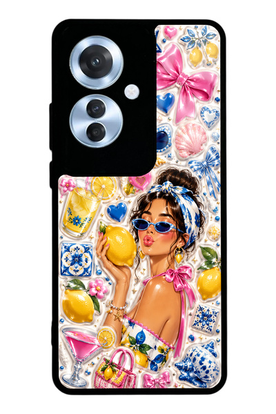 S Mode Oppo Reno 11F Lemon Pop Riviera Design Glossy Phone Case