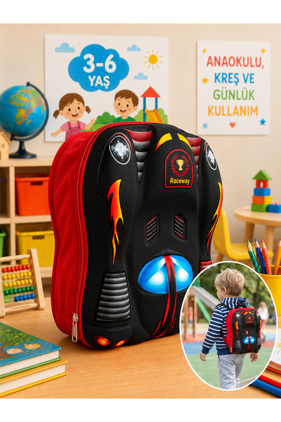 Ewason Kindergarten Bag 3D Embossed Car Pattern Nursery and Daily Use Boys' B...