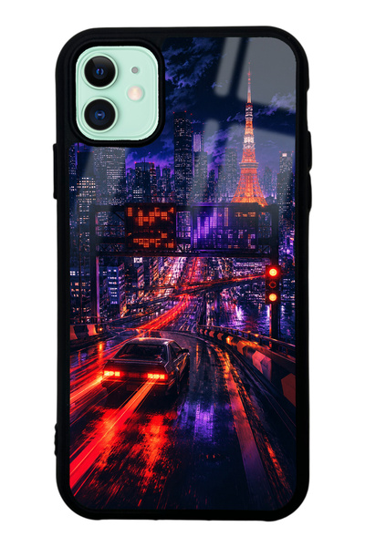 S Mode iPhone 11 Neon Tokyo Nights Design Glossy Phone Case