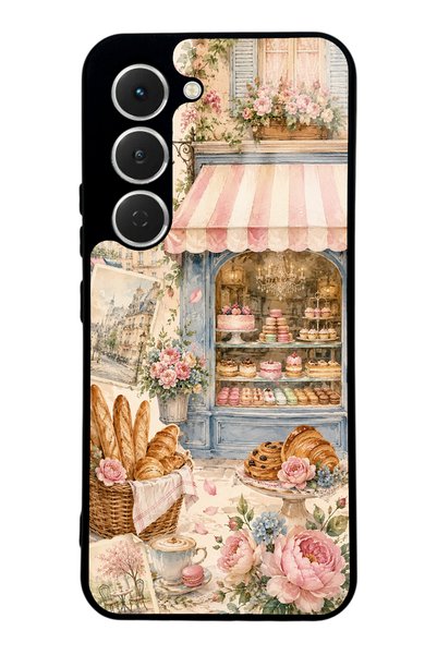 S Mode حافظة هاتف لامعة بتصميم Paris Café Bloom لهاتف Tecno Spark 40 Pro