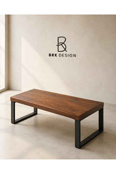 BRK Design Metal Ayaklı Ceviz Renk Çam Orta Sehpa 70x100_K1-07