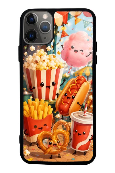 S Mode iPhone 11 Pro Max Glossy Phone Case with Fun Food Party Design