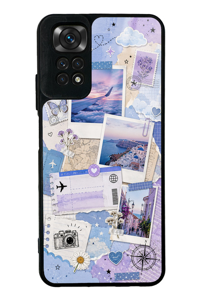 S Mode حافظة هاتف Xiaomi Redmi Note 11s لامعة بتصميم Pastel Travel Diary