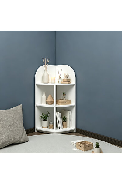 Arabest White Kids Corner Bookshelf, 15.3''W×15.3''D×35.9''H Freestanding 3‑T...