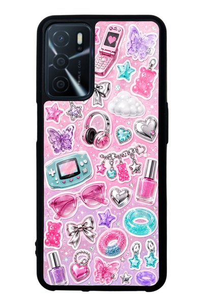 S Mode حافظة هاتف لامعة بتصميم Oppo A16 Y2K Sticker Dreams