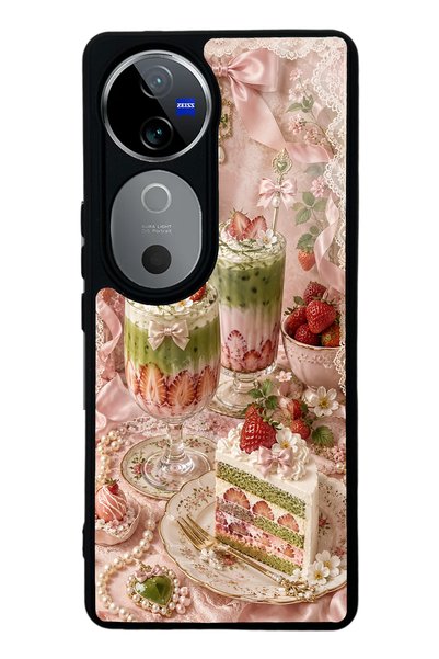 S Mode حافظة هاتف لامعة بتصميم Vivo V40 Berry Matcha Dream