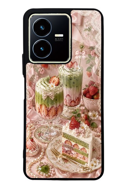 S Mode حافظة هاتف لامعة بتصميم Vivo Y22s Berry Matcha Dream