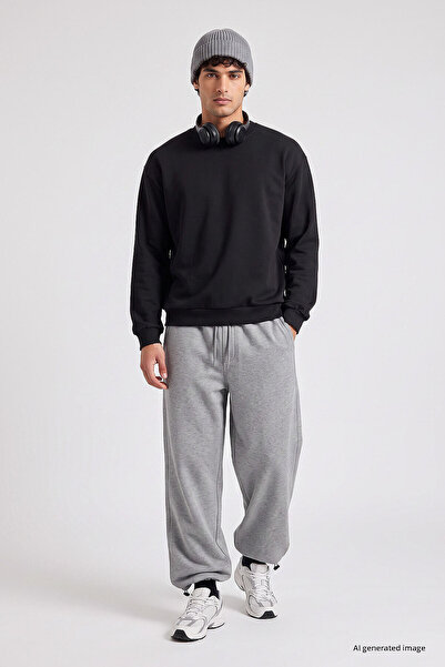 TOMMY LIFE Gray Melange Elastic Men's Baggy Sweatpants - 82200