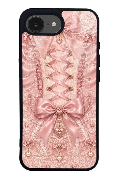 S Mode iPhone 16E Pink Corset Coquette Design Glossy Phone Case