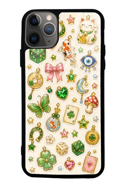 S Mode حافظة هاتف لامعة لهاتف آيفون 11 برو ماكس بتصميم Lucky Star Charms