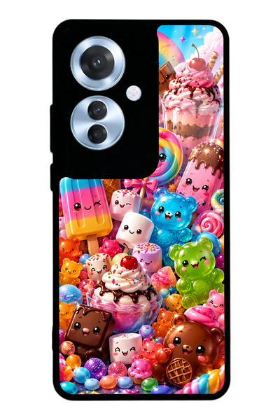 S Mode Oppo Reno 11F Kawaii Candy Party Design Glossy Phone Case