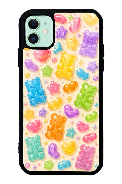 S Mode iPhone 11 Glossy Phone Case with Sweet Bear Jelly Design