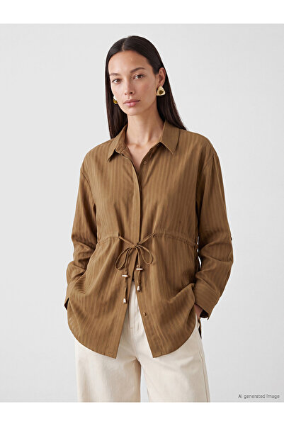LC Waikiki Beli Lace-Up Striped Women's Shirt Tunic