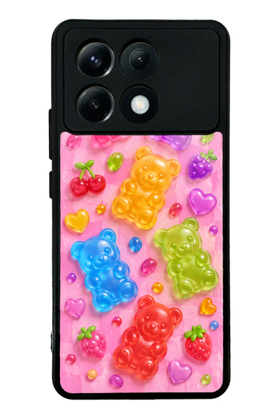 S Mode حافظة هاتف Xiaomi Poco X6 Pro بتصميم Candy Bear Fruits لامعة