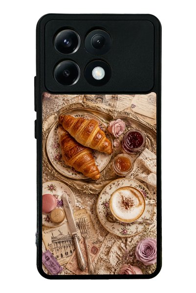 S Mode حافظة هاتف Xiaomi Poco X6 Pro بتصميم French Café Romance اللامع
