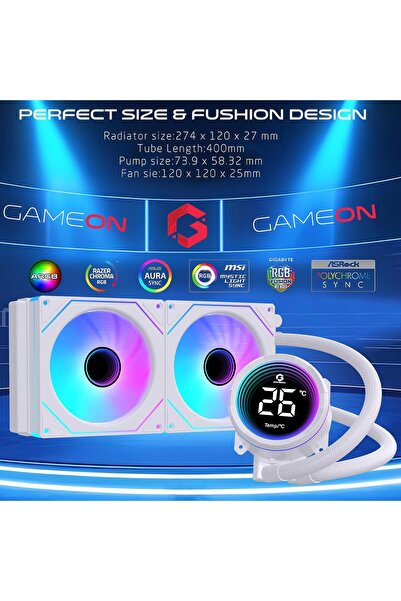 GAMEON مبرد سائل للمعالج Kraken X380 240mm AIO: شاشة LCD، إضاءة ARGB، مراوح صامتة مزدوجة 120mm PWM
