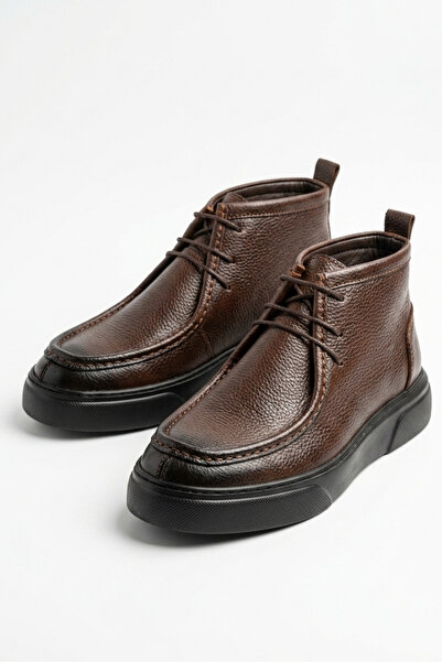 LUSIVE Genuine Leather Brown Ultra Comfortable Lace-Up Men's Boots Luass30Al0052