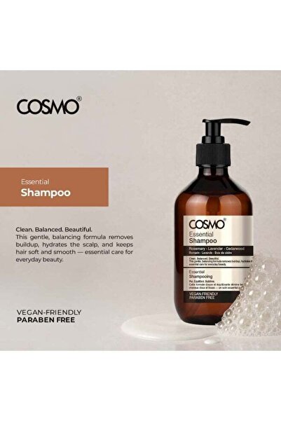 Cosmo Essential Hair Care Shampoo – Rosemary,Lavender & Cedarwood Infused Formula | Gentle Cleansing