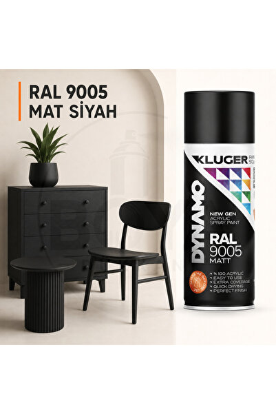 Kluger DYNAMO MAT SİYAH RAL 9005 SPREY BOYA & AHŞAP BOYASI & METAL BOYASI & P...