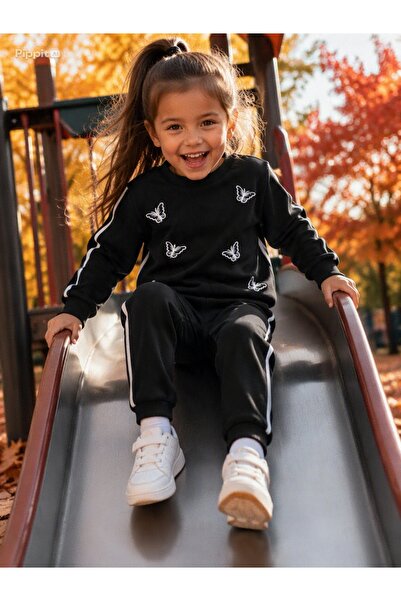 mycuess Girl's Sweatshirt and Pants Tracksuit Set with Side Stripes and Butte...
