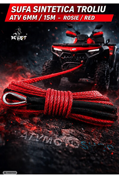 The Beast SUFA SINTETICA TROLIU ATV 6MM x 15M - ROSU -