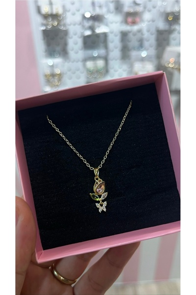 takicimjewelry 316L Paslanmaz Çelik Gül Figürlü Kolye