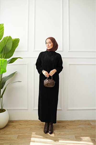ankanoor Zero Neckline Felt Yarn Knitwear Dress Anka261055