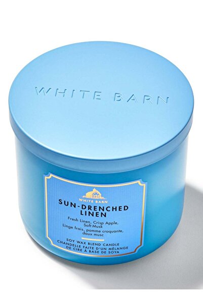 Bath and Body Works شمعة Sun-Drenched Linen ذات الثلاث فتائل