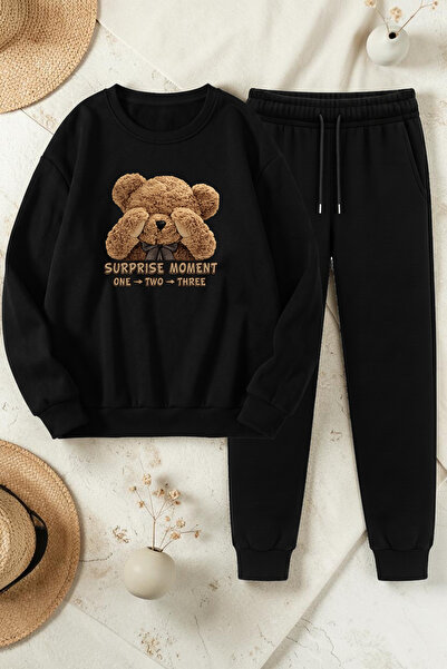 uyguntarz Unisex Surprise Bear Design Printed Crew Neck Sweatshirt - 2-Piece ...
