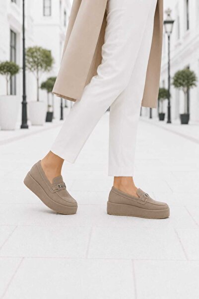 Oneka Shoes Kadın Günlük Loafer Vizon süet 280826KLVSY1331