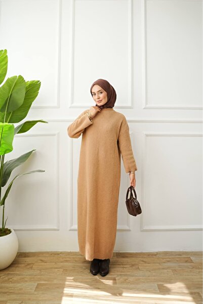 ankanoor Zero Neckline Felt Yarn Knitwear Dress Anka261055