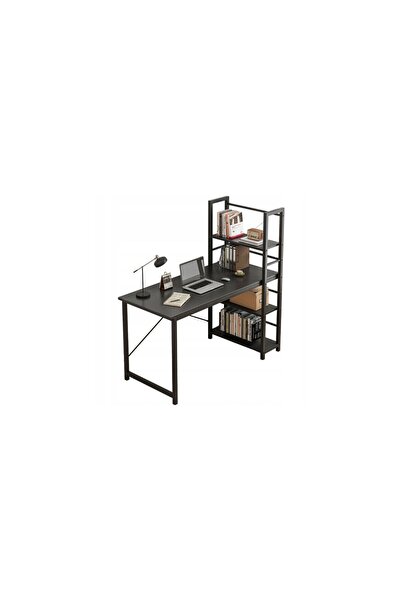 Rebiko Birou de calculator negru stil loft cu rafturi industriale 120 cm