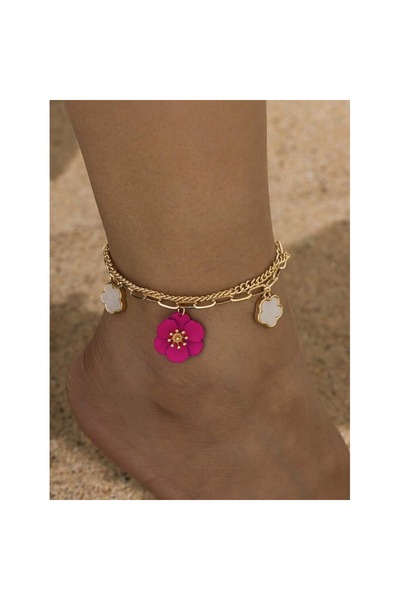OEM Brățară elegantă și fermecătoare cu pandantiv floral triplu cu trandafir ...