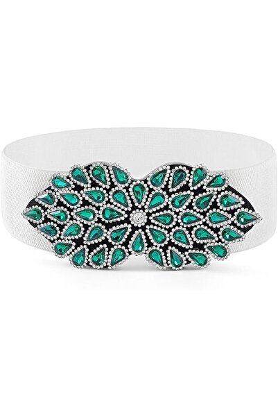 Bohend Curea elastică lată cu design floral cu cristale